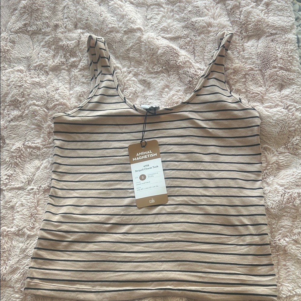 Cabi Striped Beige and Black Women's Top